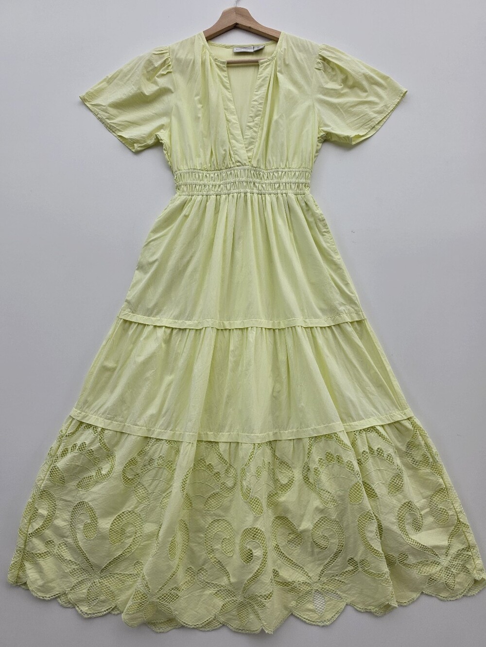 Haute Hippie Style Yellow Short Sleeve Tiered Somerset Maxi Dress - Picture 2 of 10